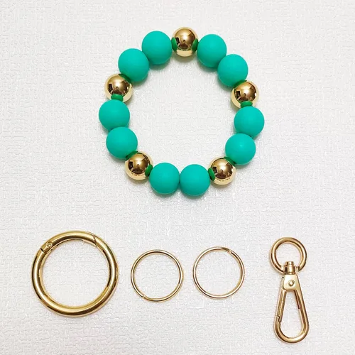 Vista 3 de Llavero de silicona con cuentas para mujer, pulsera elástica para llavero