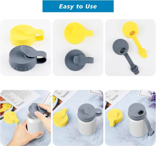 Vista 5 de Cosmos Tapa de silicona para latas de bebidas, tapón antiderrames para latas de bebidas de tamaño regular (gris + amarillo)