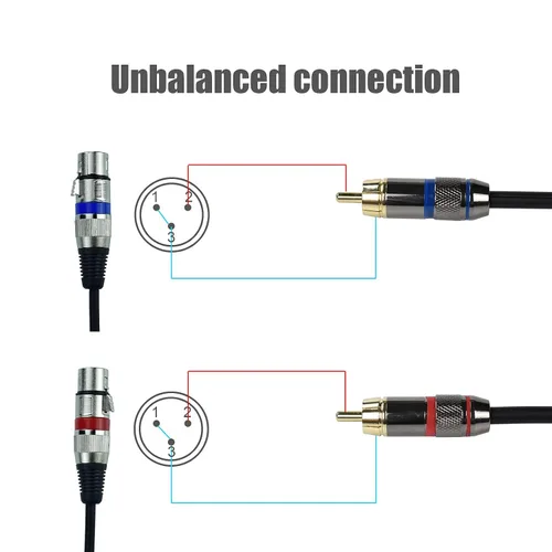 Vista 5 de Adaptador de cable de teléfono XLR doble hembra a RCA macho dual, 3.3 pies equilibrado XLRF de 3 pines a cable de altavoz RCA desequilibrado