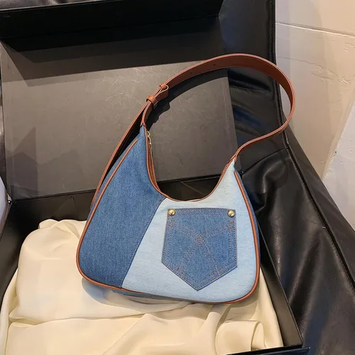 Vista 5 de Extolove Bolsa de mezclilla, monederos de mezclilla de moda para mujer, bolso de hombro de mezclilla Y2K