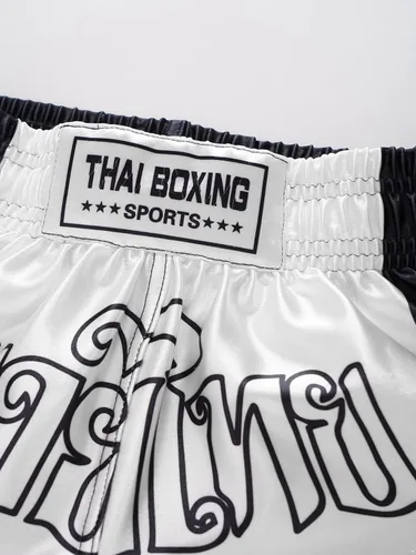 Vista 5 de Aiihoo Pantalones cortos de Muay Thai para niños, boxeo, kickboxing, artes marciales, artes marciales, entrenamiento de artes marciales, tronco