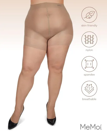 Vista 5 de MeMoi Pantyhose Energizing Plus Size Curvy Control Top Pantyhose Mujeres Cómodas Medias Semiopacas Medias Ligeras para Mujer