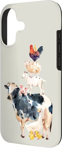 Vista 2 de Cute Animals Cow Chicken Pig Farmer Animal Lover Case for iPhone 17