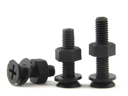 Vista 4 de Tornillo mecánico plástico de cabeza plana de nylon cabeza cruzada M2x4mm 50sets negro tuerca de tornillo de plástico y arandela