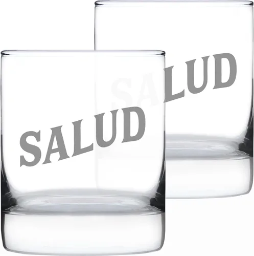 Vista 5 de Custom Salud – Spanish Cheers – Vaso de whisky personalizado – Divertidos regalos temáticos españoles o decoración de fiesta para mujeres y hombres