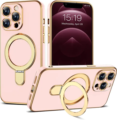 Vista 81 de Funda compatible con iPhone 12 con soporte de anillo magnético invisible [compatible con Mag-Safe] [Protector completo de lente de cámara] Funda