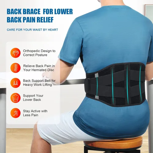 Vista 4 de CUEHEAT Soporte para aliviar el dolor de espalda baja, cinturón de apoyo lumbar para mujer, cinturón de soporte de espalda ajustable con 5
