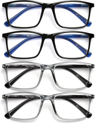 Vista 17 de OPULIZE INK - Gafas de lectura – Paquete económico de 2 – Marco rectangular grande – Bisagras de resorte – Resistente a los arañazos – Brazo negro