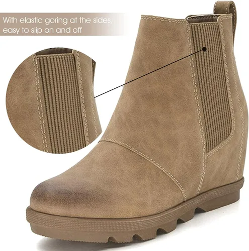 Vista 3 de Athlefit Women's Wedge Boots Comfortable Ankle Wedge Booties