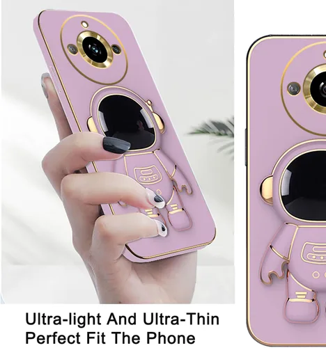 Vista 3 de Funda compatible con Realme 11 Pro Plus con chapado creativo de astronauta y dibujos animados, rosa, para Realme 11 Pro Plus, funda de teléfono