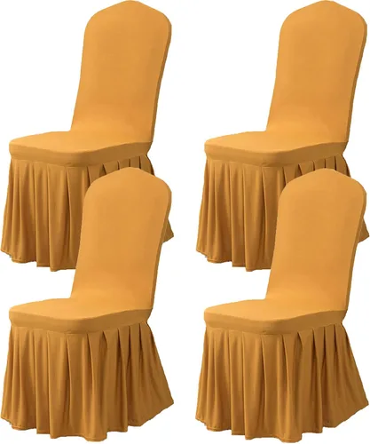 Vista 13 de Dimatic Juego de 2 fundas elásticas para sillas de comedor, fundas Parsons con falda, de elastano súper ajuste, funda protectora de asiento para Azul