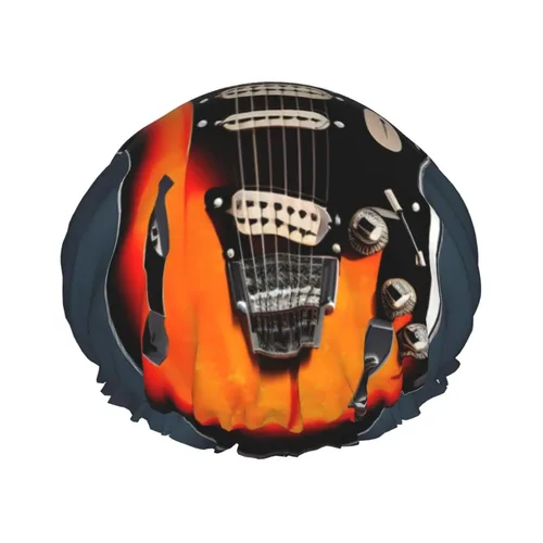 Vista 25 de Gorro de ducha reutilizable con estampado de mansiones embrujadas negras para mujer, doble capa impermeable, gorro de baño de secado rápido