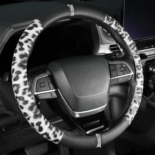 Vista 9 de Fundas para volante de automóvil con estampado de vaca, piel de microfibra transpirable para mujeres y hombres, protector universal de volante
