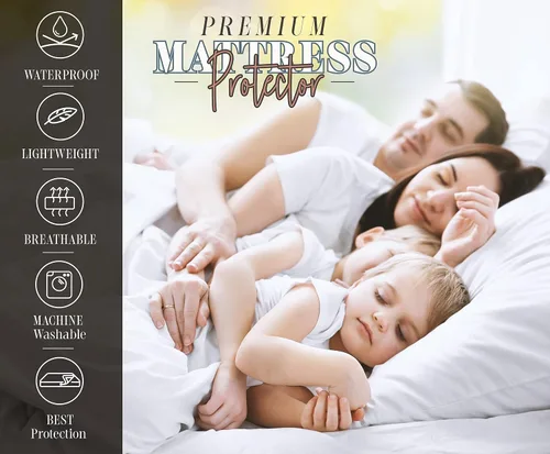Vista 6 de Elegant Comfort Protector de colchón de algodón de rizo de alta calidad con tela 100% resistente al agua, funda de colchón ultra suave