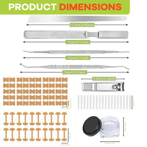 Vista 7 de Kit corrector de uñas encarnadas, herramientas de uñas, tiras de corrección transpirables con herramientas de levantamiento de uñas, cortaúñas
