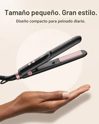 Vista 3 de ANNLARY Mini plancha de pelo, plancha plana pequeña portátil para viajes Negro obsidiana