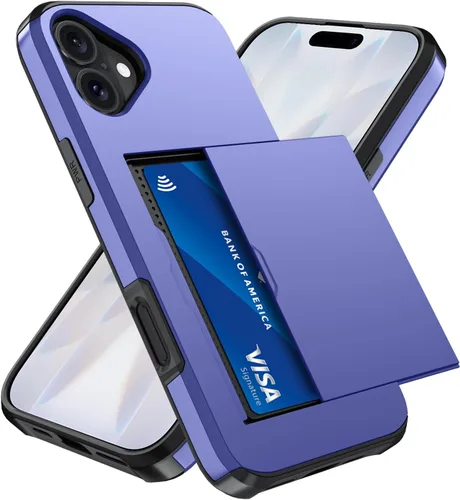 Vista 40 de Qinmay Funda compatible con iPhone 7 Plus/8 Plus con tarjetero, doble capa a prueba de golpes, funda protectora resistente con ranura oculta Negro