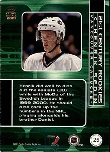 Vista 2 de 2000-01 Crown Royale 21st Century Rookies #25 Henrik Sedin