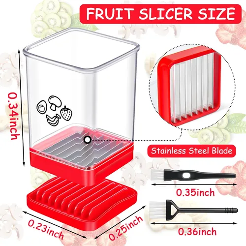 Vista 2 de Ponpon Rebanador de frutas, rebanador de tazas de acero inoxidable, cortador de verduras para huevos de plátano y fresa, ensalada de preparación
