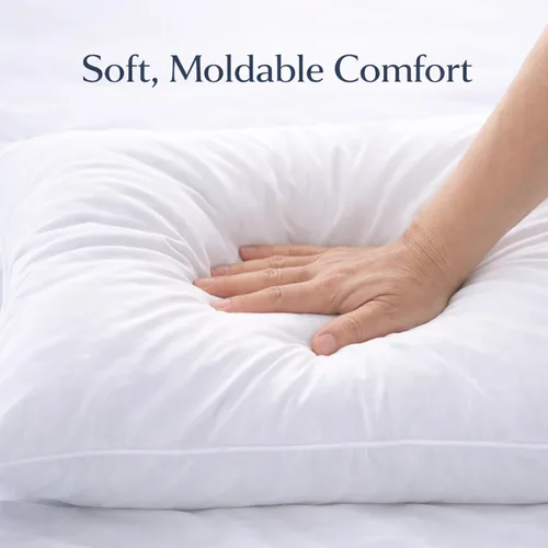 Vista 2 de East Coast Bedding Almohada de plumón 100% blanca, sin plumas, fabricada en Estados Unidos, potencia de relleno de 600, carcasa de algodón de 400