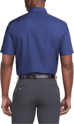 Vista 2 de Van Heusen Camisa de vestir de manga corta para hombre, ajuste regular, popelina sólida, Popelín Sólido