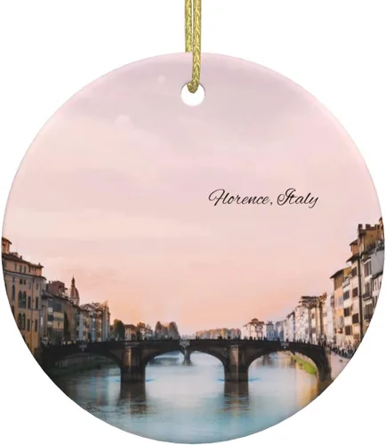 Vista 13 de Abruzzo - Adorno de cerámica de 3 pulgadas impreso de doble cara para Navidad, recuerdo de viaje por la ciudad, adornos colgantes redondos, regalos