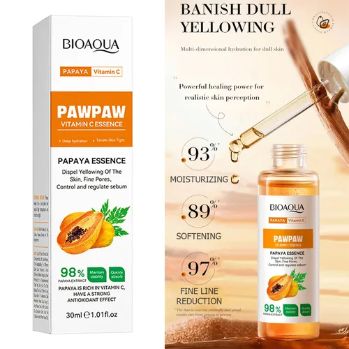 Vista 3 de BIOAQUA 98% extracto de papaya vitamina C nutre la esencia de PawPaw Esencia hidratación profunda poros finos 1.0 fl oz / 1.01fl.oz