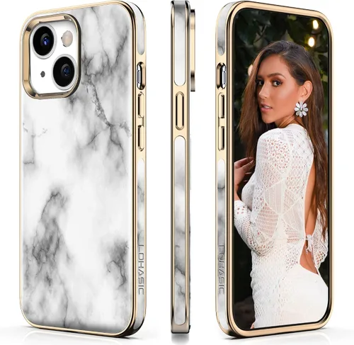 Vista 27 de LOHASIC Funda de cuero para iPhone 13 Pro Max - Funda delgada y suave de lujo con borde cromado, funda de diseño empresarial para iPhone 13 Pro Max