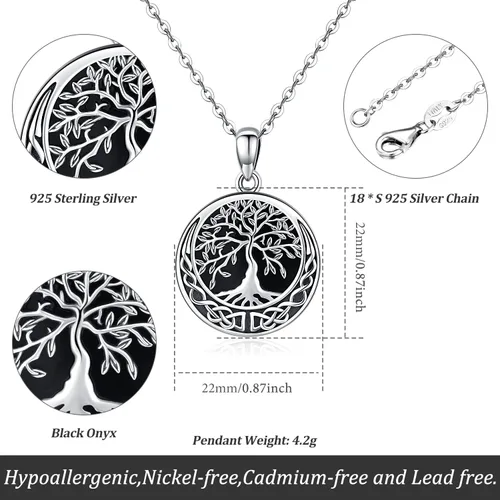 Vista 6 de Odinstone Collar de árbol de la vida, colgante de plata de ley para mujer, collar de árbol genealógico, joyería para mamáesposaabuela