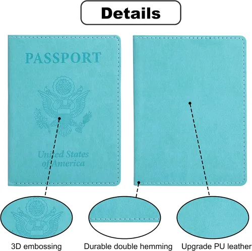 Vista 3 de labato - Cartera de piel sintética para pasaporte con tarjetero de vacuna, Mint