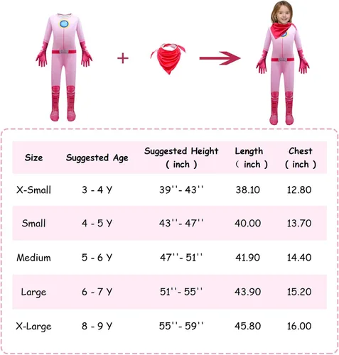 Vista 4 de Rogkidha Disfraz de melocotón para niñas, overol de cosplay de princesa rosa con bufanda