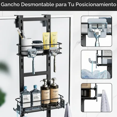 Vista 5 de ODesign Organizador de ducha colgante de 3 niveles, negro Gris pizarra