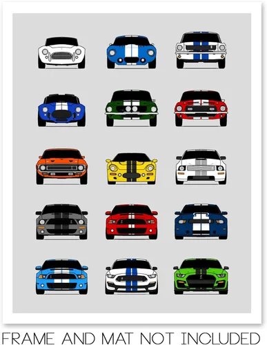 Vista 2 de Custom Car Posters Póster hecho a mano compatible con Shelby Evolution Print Wall Art Décor Best of Shelby Generations, multicolor, 8 x 10 pulgadas