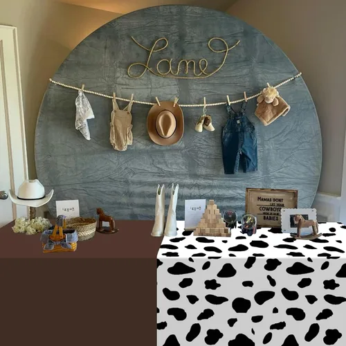 Vista 4 de Paquete de 12 manteles de plástico para baby shower de vaquero para mesas rectangulares, funda de mesa desechable con estampado de vaca, mantel