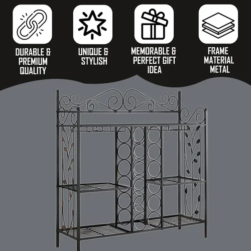 Vista 6 de Kings Brand Furniture - Mesa consola de metal para vino, armario de barra de licor con soporte para vidrio, mesa de sofá con estantes