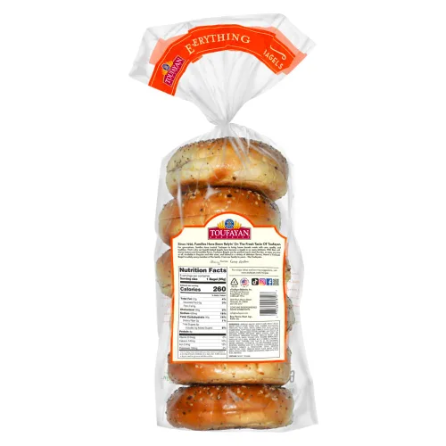 Vista 2 de Toufayan Everything Bagels Alto en proteínas Vegano Sin soja (2 paquetes, 12 bagels en total)