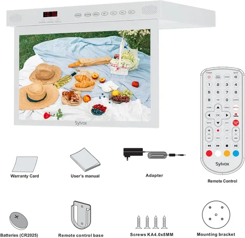 Vista 6 de SYLVOX - TV de cocina, TV debajo del gabinete de 15.6 pulgadas, Televisor para cocina, Smart TV con tienda de aplicaciones incorporada, Soporte WiFi