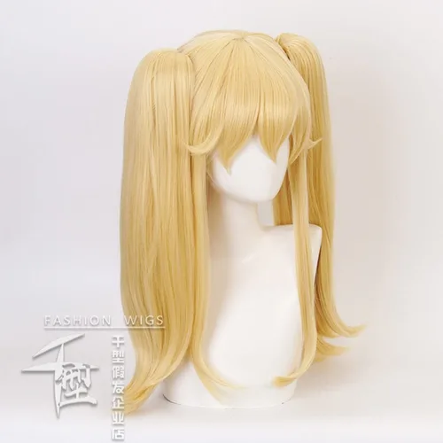 Vista 2 de AniLnc Kakegurui Mary Saotome Meari - Peluca de cabello rubio con cola de caballo para cosplay y gorra de peluca