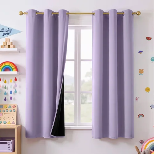 Vista 34 de NICETOWN Cortinas 100% Opacas Cortas de 36 Pulgadas de Largo para Dormitorio, Privacidad Aislamiento Térmico con Ojales Cortinas de Ventana