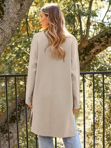 Vista 5 de LILLUSORY - Suéter tipo cárdigan de mujer, largo, de lana, de gran tamaño, estilo casual, ligero, de punto, para otoño e invierno