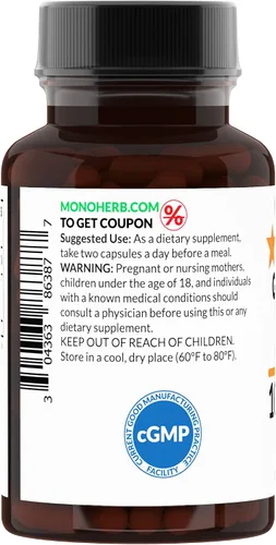 Vista 3 de MONOHERB Extracto de semilla de pomelo 10:1 - 1000 mg por porción - Tamaño de la porción: 2 cápsulas - 45 porciones por botella