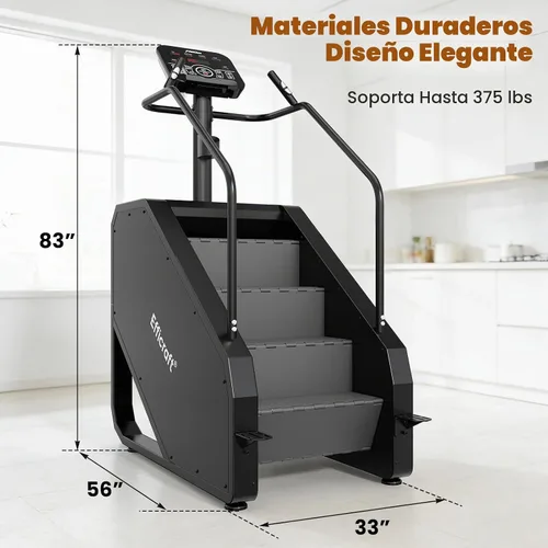 Vista 7 de EFFICRAFT Maestro de escalera comercial 90% premontado, máquina de ejercicios de escalada continua para cardio, maestro de escalera de 15 niveles