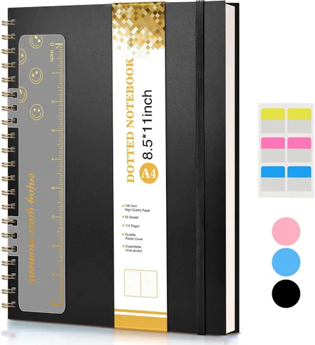 Vista 33 de Cuaderno de espiral de 8.5 x 11 pulgadas, cuadernos grandes A4 para mujeres y hombres, diario rayado universitario, papel de 3.53 oz/m², diarios
