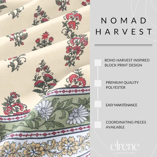Vista 3 de Elrene Home Fashions Mantel redondo con estampado de bloques de cosecha de nómada para otoño/Acción de Gracias, 70 x 70 pulgadas
