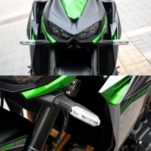 Vista 3 de ESPEEDMTC - Luces traseras para Kawasaki KLZ KLE Versys 650 1000, intermitentes, luces traseras de cambio de luz delantera y trasera, intermitente