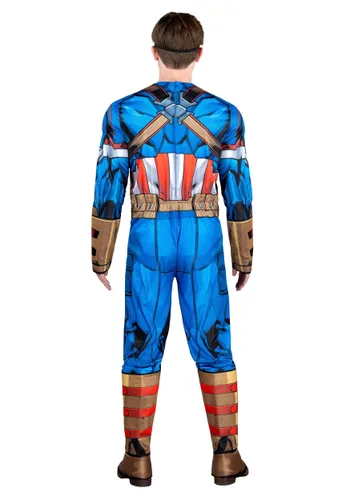 Vista 4 de Disfraz de Hombre Capitán América con Músculos Multicolor