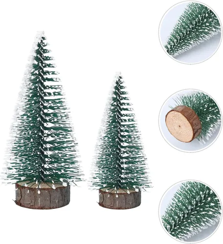 Vista 4 de Yardwe 18 piezas de mini árboles de Navidad artificiales de nieve helada árboles de Navidad botella de cepillo árboles para decoración de mesa