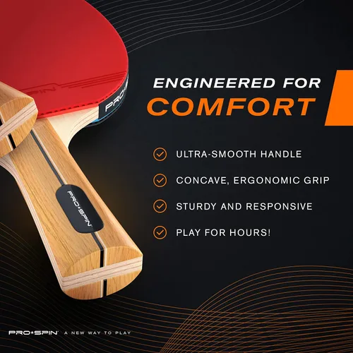 Vista 3 de PRO-SPIN Ping Pong Paddles - High-Performance Set with Premium Table Tennis Rackets, 3-Star Ping Pong Balls, Compact Storage Case Professional Set