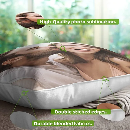 Vista 5 de Almohada de amor personalizada, almohada de fotos de pareja con cualquier imagen, inserto opcional, 16 x 16 pulgadas, funda de almohada