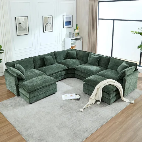Vista 25 de Sofá modular modular con otomano: sofá moderno en forma de L de 76.7 pulgadas, cómodo sofá biplaza, sofá de 3 plazas de felpilla con almohada